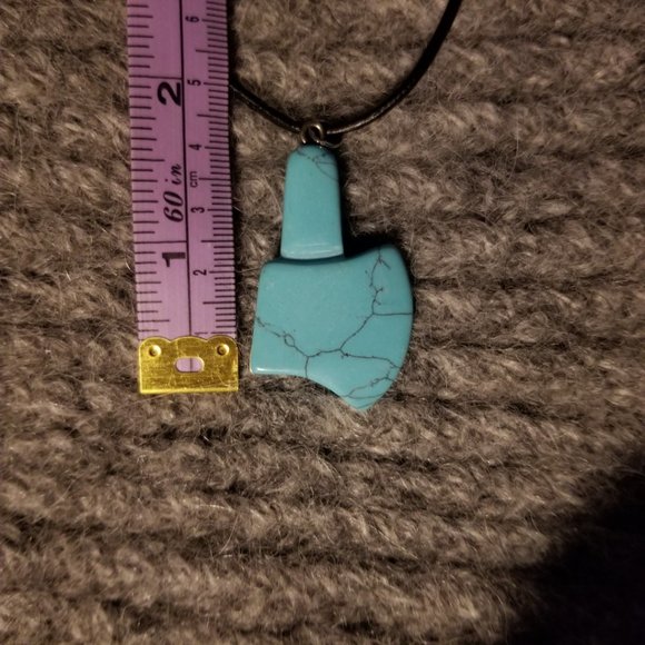 COPY - NWOT Turquoisite gemstone axe/battle axe pendant necklace, unisex - Picture 2 of 4